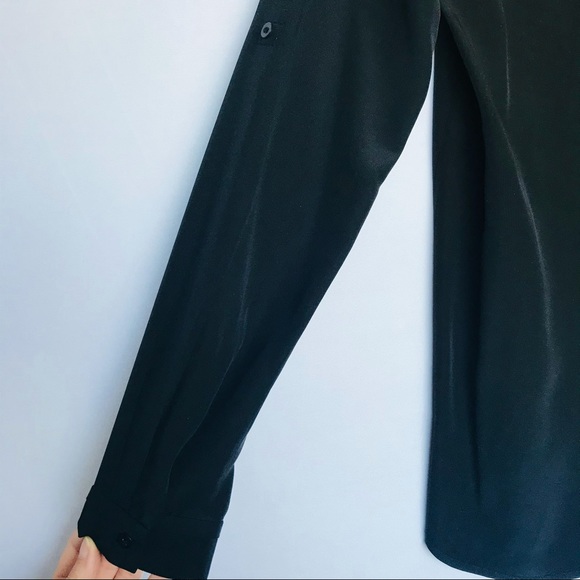 Diane Von Furstenberg DVF Black Collar Lorelei Long Sleeve Button Up Silk Blouse - Picture 6 of 15